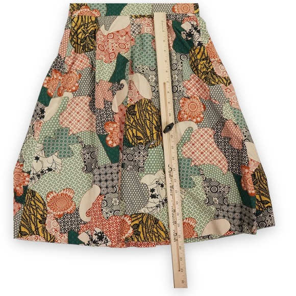 LL Bean Fit Flare Sundress  Size 0 Patchwork Print Paisley Spaghetti Straps Boho - Picture 9 of 13